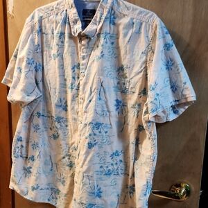 George Men's Pink and Blue Tropical Shirt